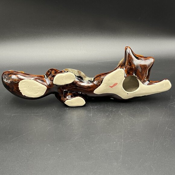 Vintage Art Pottery Fox Figurine Brown Drip Glaze Handcrafted Ceramic Sculpture - Picture 10 of 12